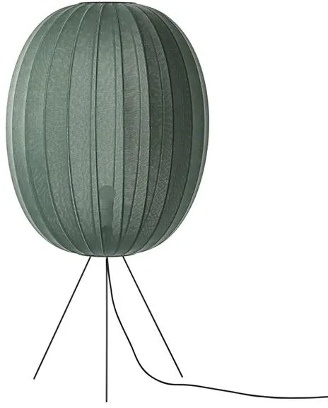 Made By Hand Knit-Wit Høj Oval Gulvlampe Medium Ø65 Tweed Green