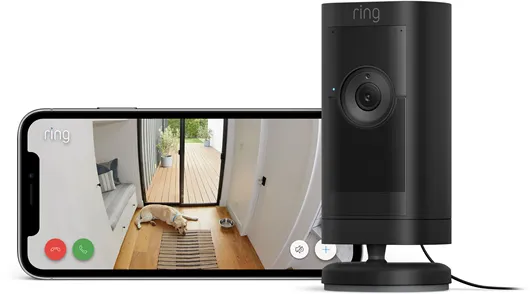 Ring Stick Up Cam Proâ¯udendørs sikkerhedskamera med strømstik, Sort