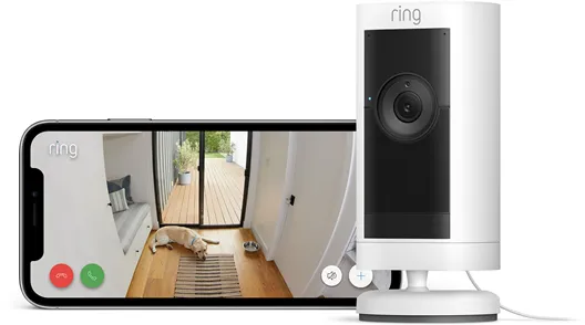 Ring Stick Up Cam Proâ¯udendørs sikkerhedskamera med strømstik, Hvid